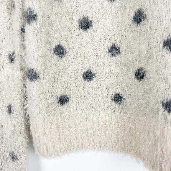 Moth Anthropologie Dotted Woolly Sweater Fuzzy Eyelash Pullover Tan Womens Sz S - Picture 11 of 11